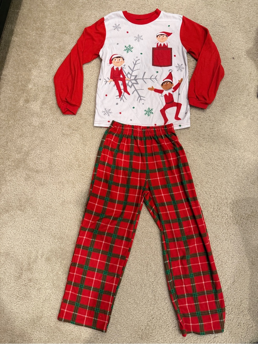 ELF Red and White Kids Elf Pajama Set